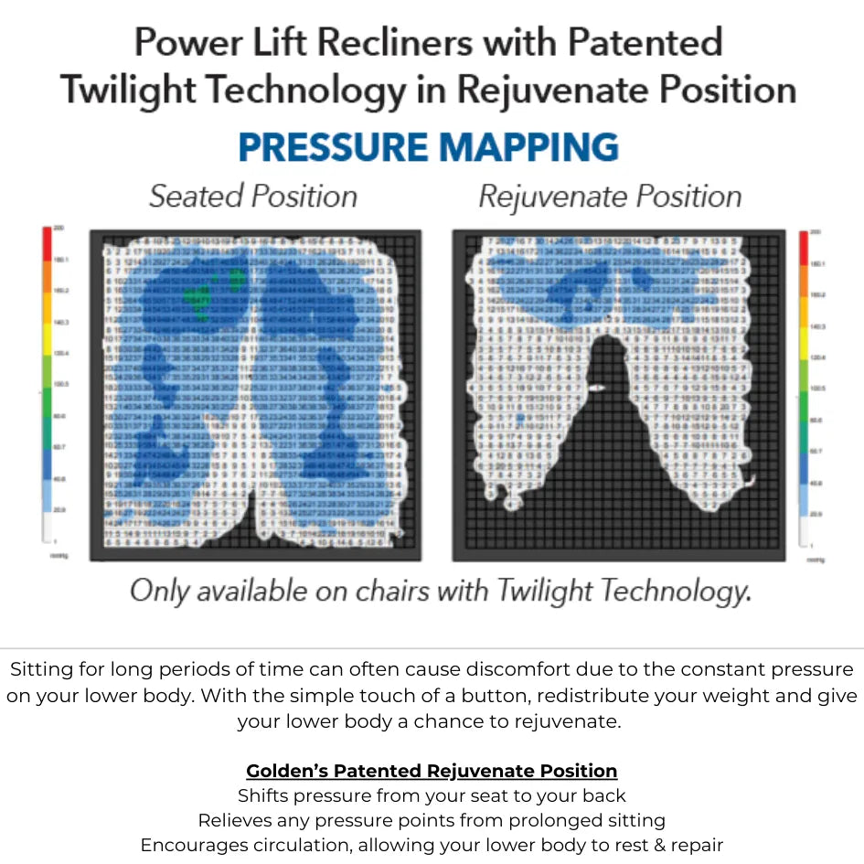 Golden Rhea PR447 Infinite Position Power Lift Chair with MaxiComfort, Twilight Tilt, and HeatWave Technology