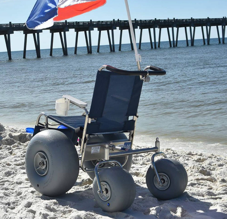 DeBug Fixed Stainless Steel Fixed Legrest Beach Wheelchair